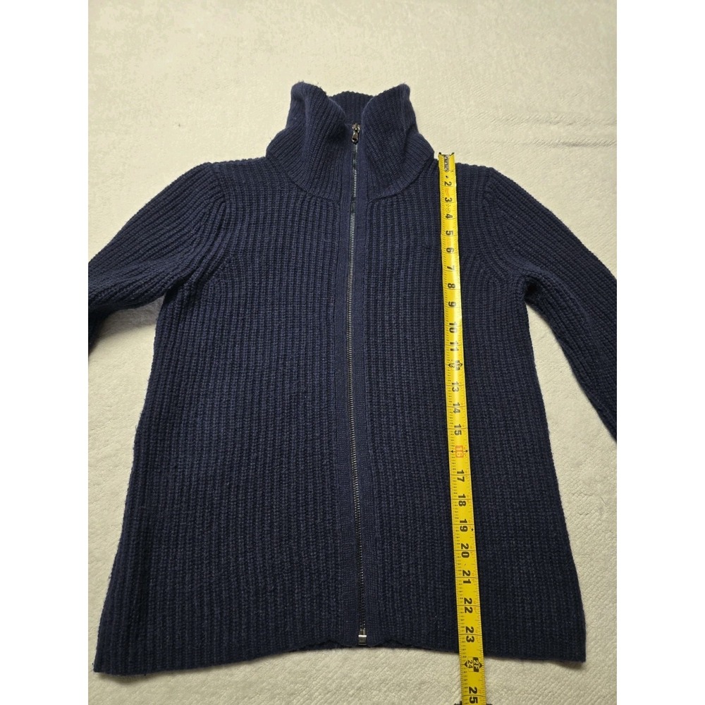 Gap Women's M Navy Blue Full Zip RibbedMock Neck Lambswool Blend SweaterJack